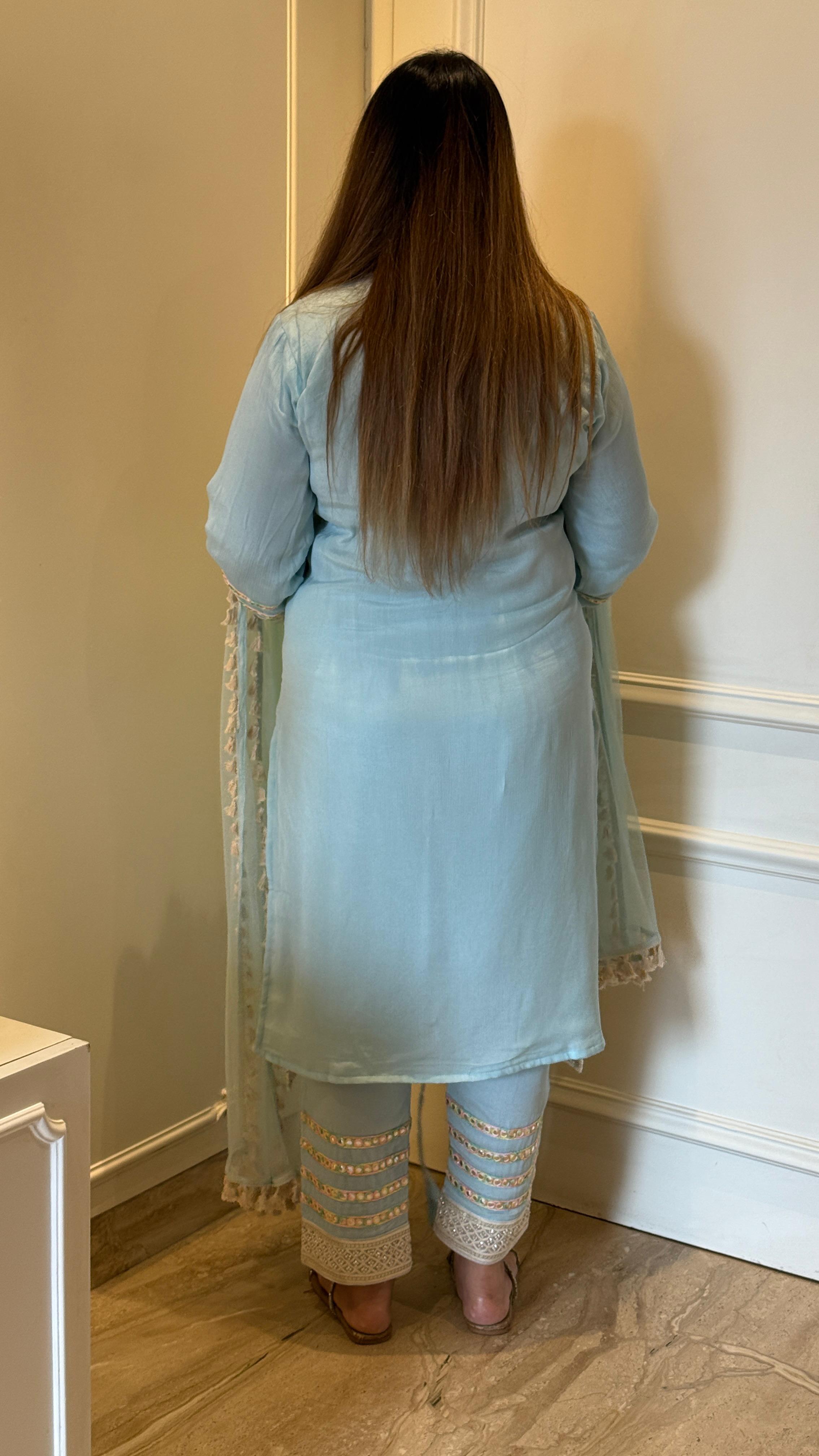 Elegant Chinnon suit set- Blue